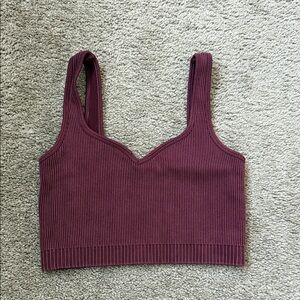 POPFLEX Ribbed Plum Crop Top Size Small